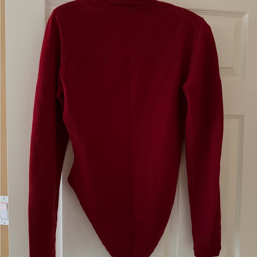 DKNY Women's Vibrant Red Turtleneck Sweater Bodysuit - Picture 3 of 4